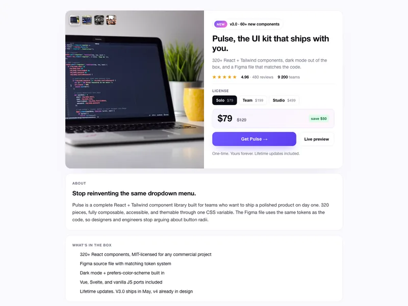Compact commerce template preview
