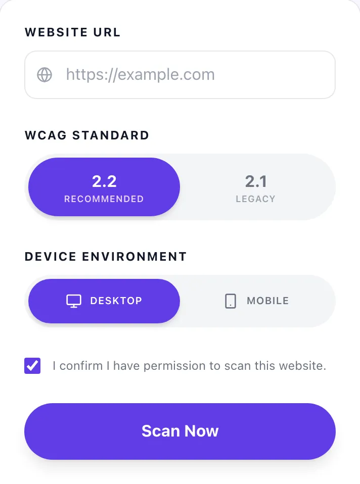Empty Accessibility Checker before any input