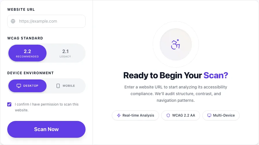 Empty Accessibility Checker before any input