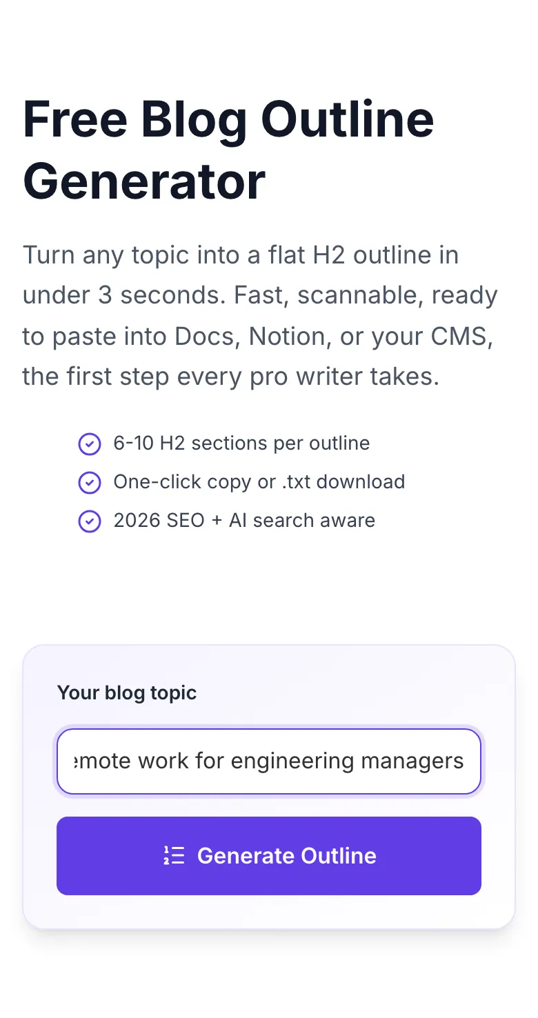 Blog Outline Generator with input filled in