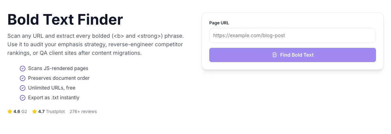 Empty Bold Text Finder before any input