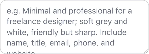Empty Business Card Maker before any input