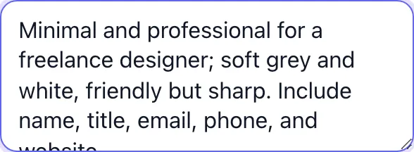 Business Card Maker with input filled in
