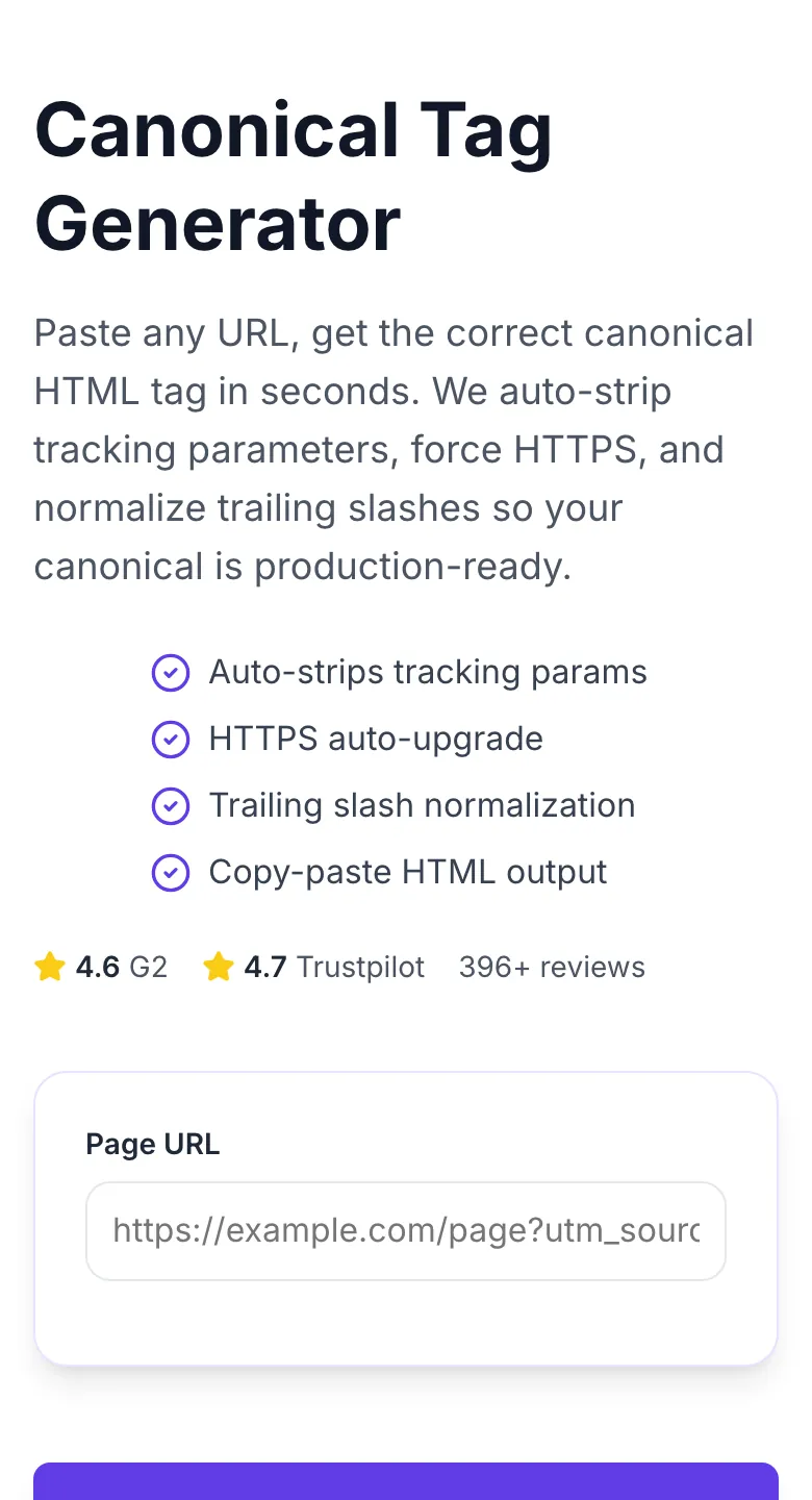 Empty Canonical Tag Generator before any input