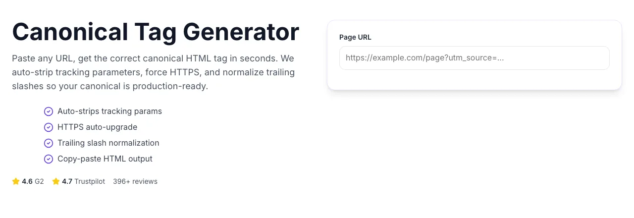 Empty Canonical Tag Generator before any input