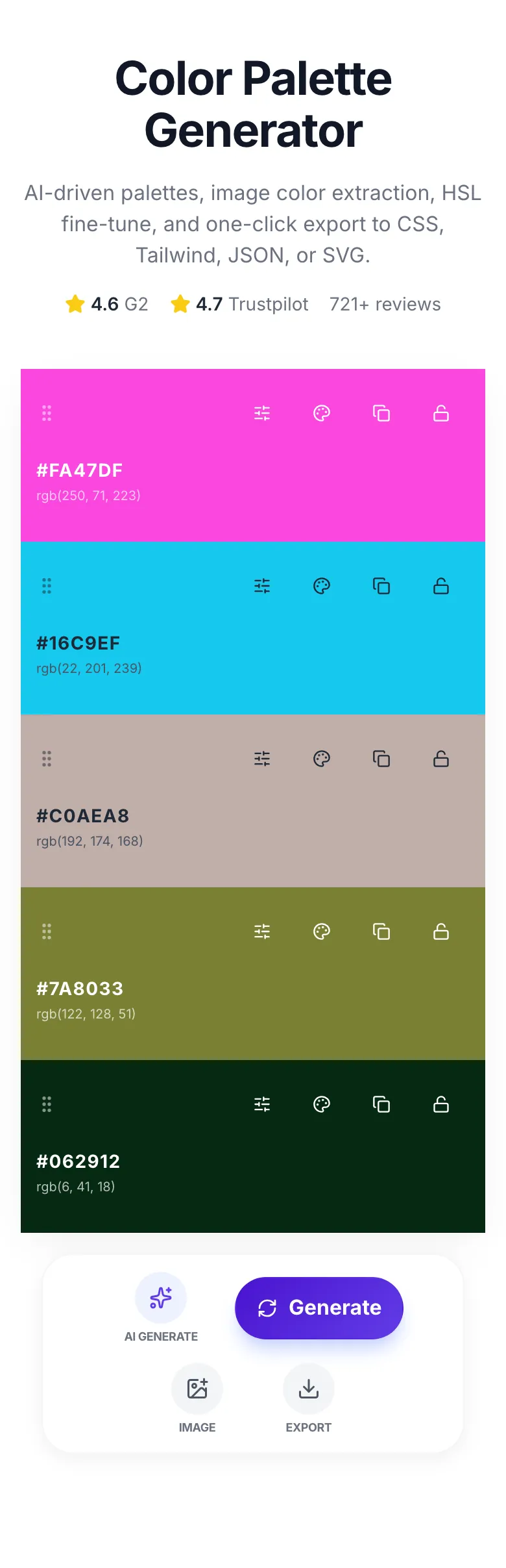 Empty Color Palette Generator before any input