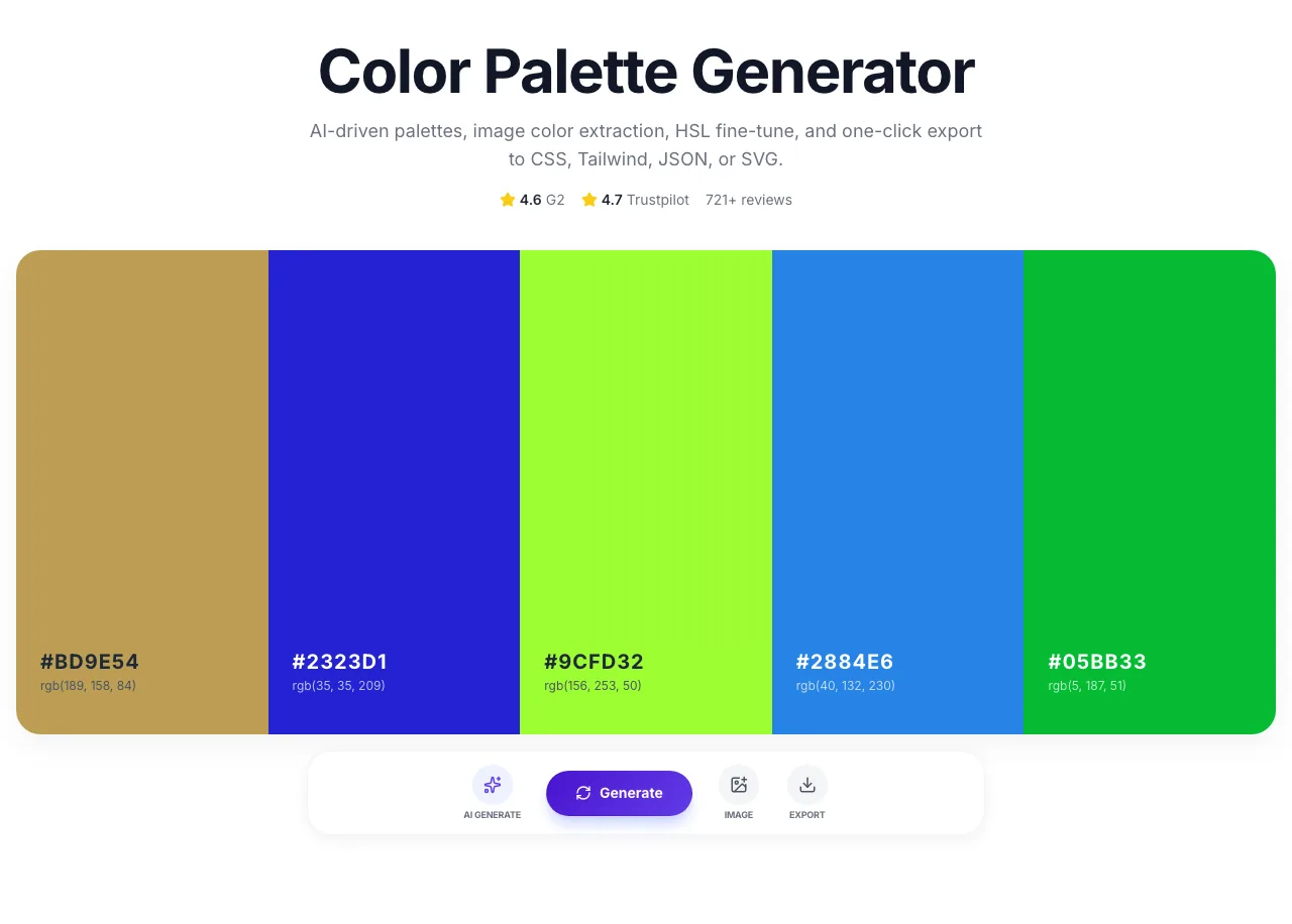 Empty Color Palette Generator before any input