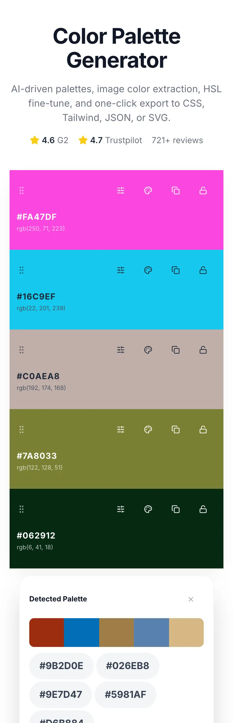 Color Palette Generator with input filled in