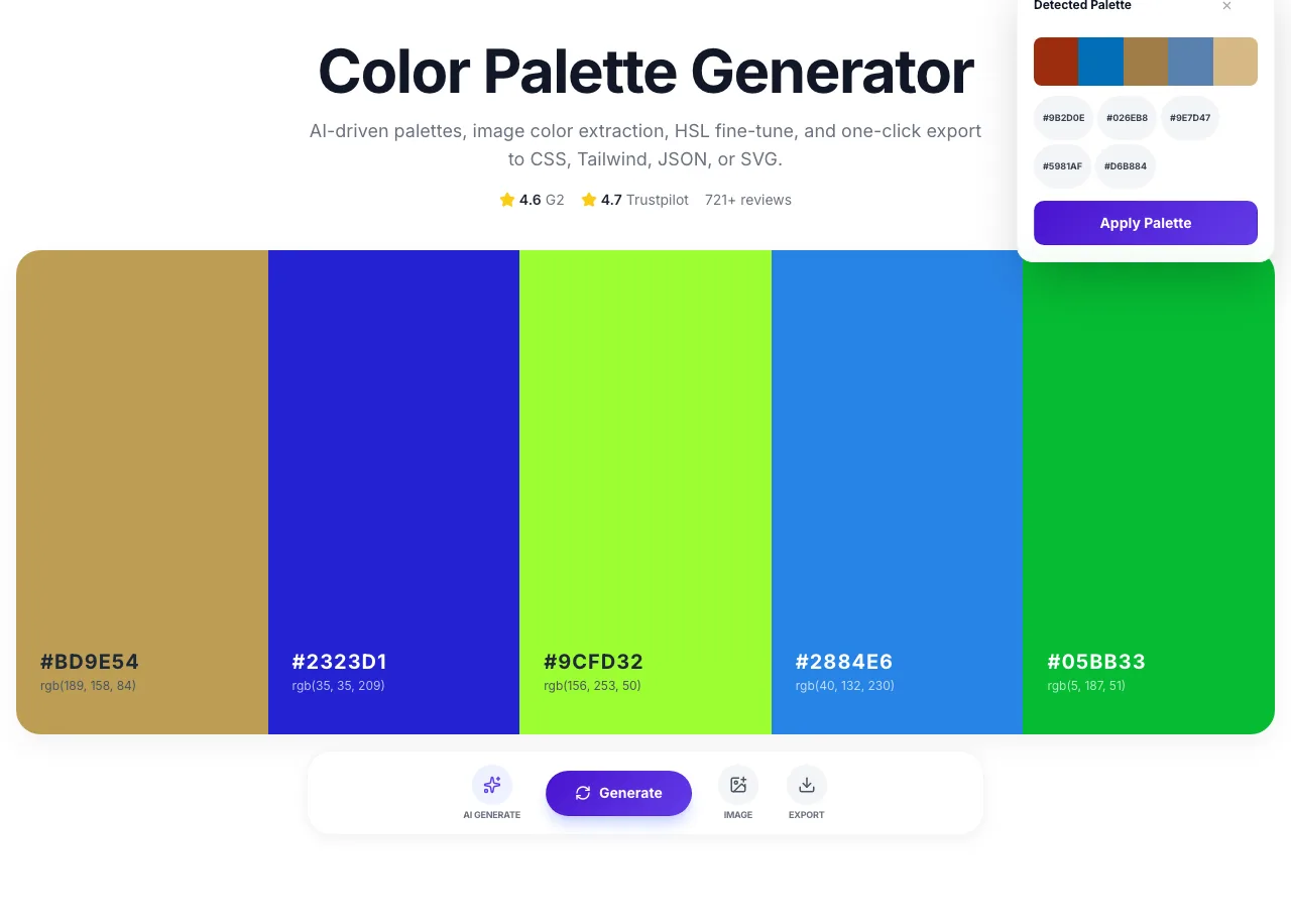 Color Palette Generator with input filled in