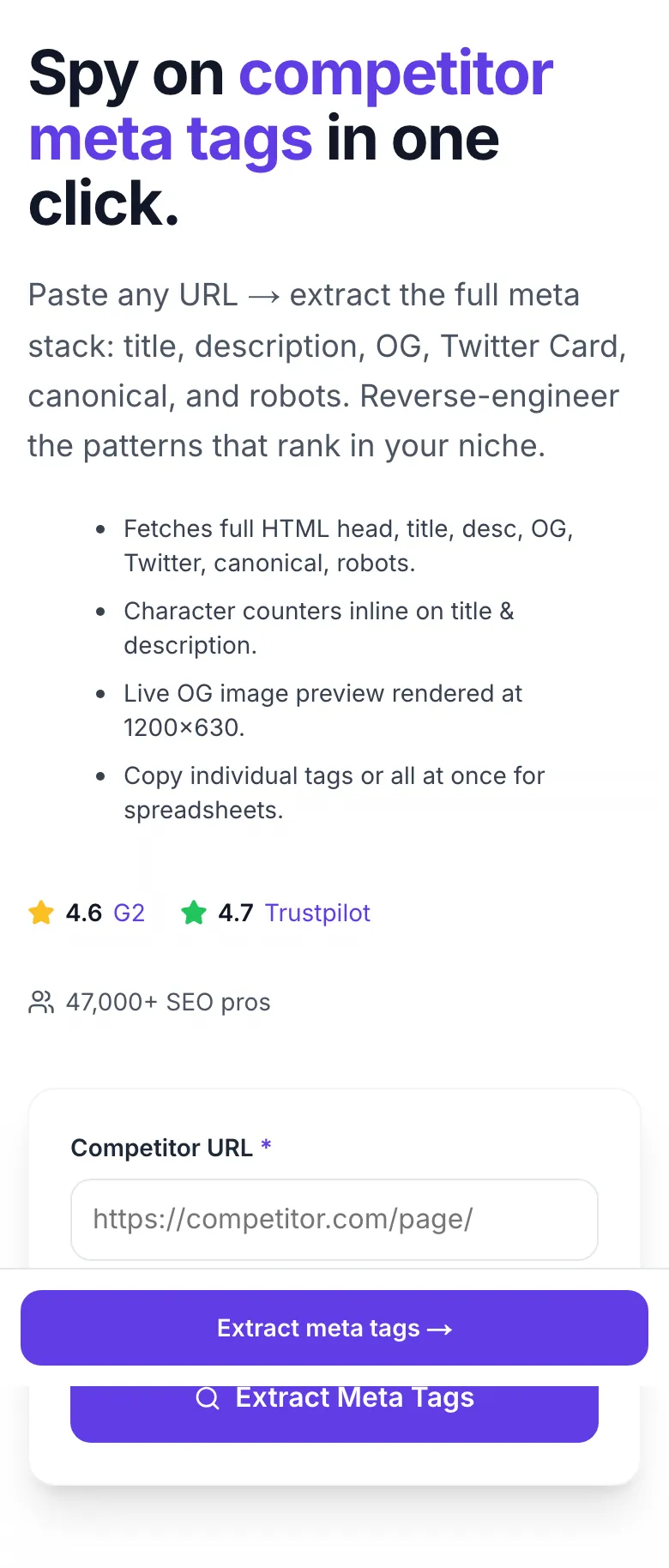 Empty Competitor Meta Extractor before any input