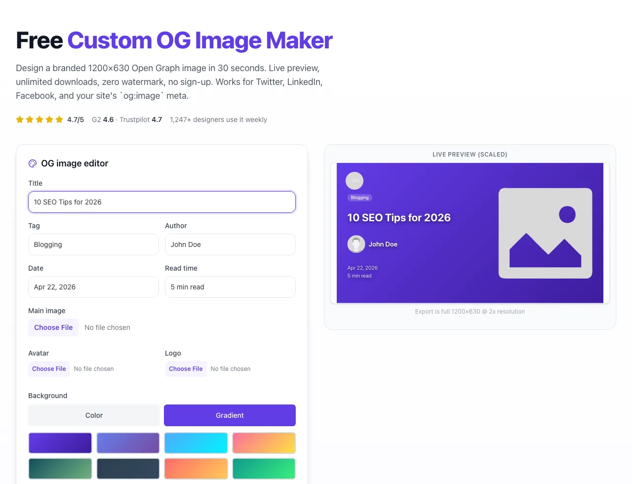 Custom OG Image Maker with input filled in
