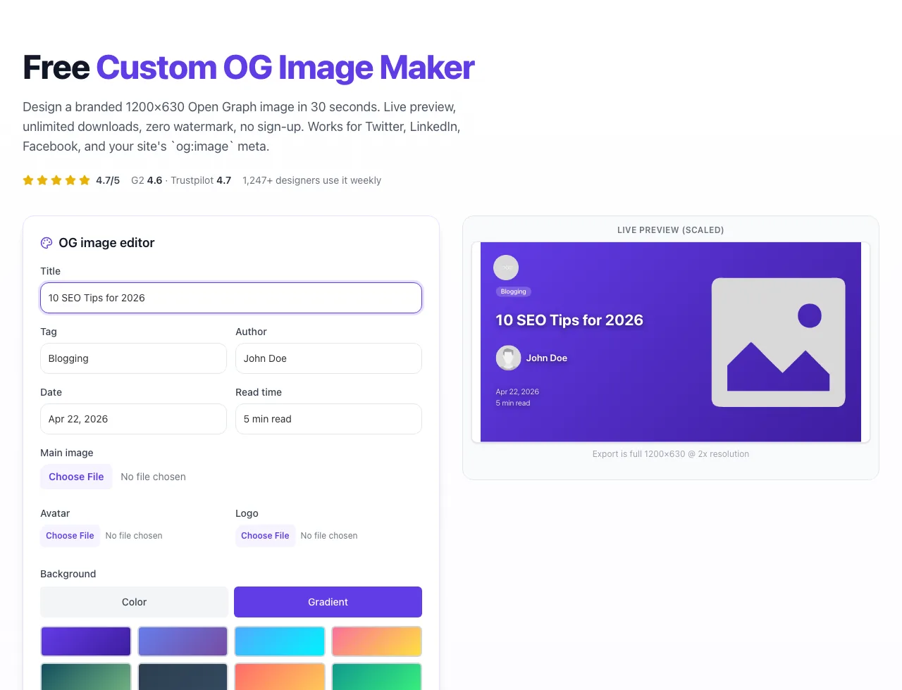 Custom OG Image Maker showing its result