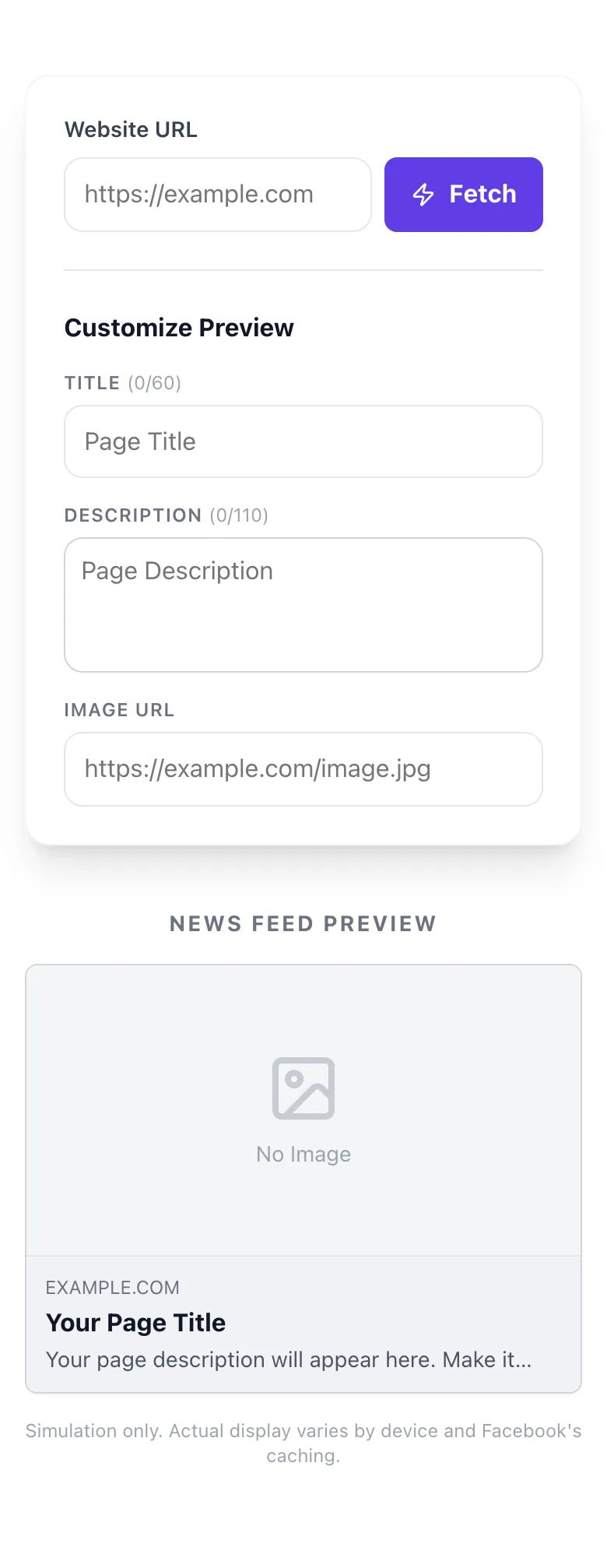 Empty Facebook Share Preview before any input