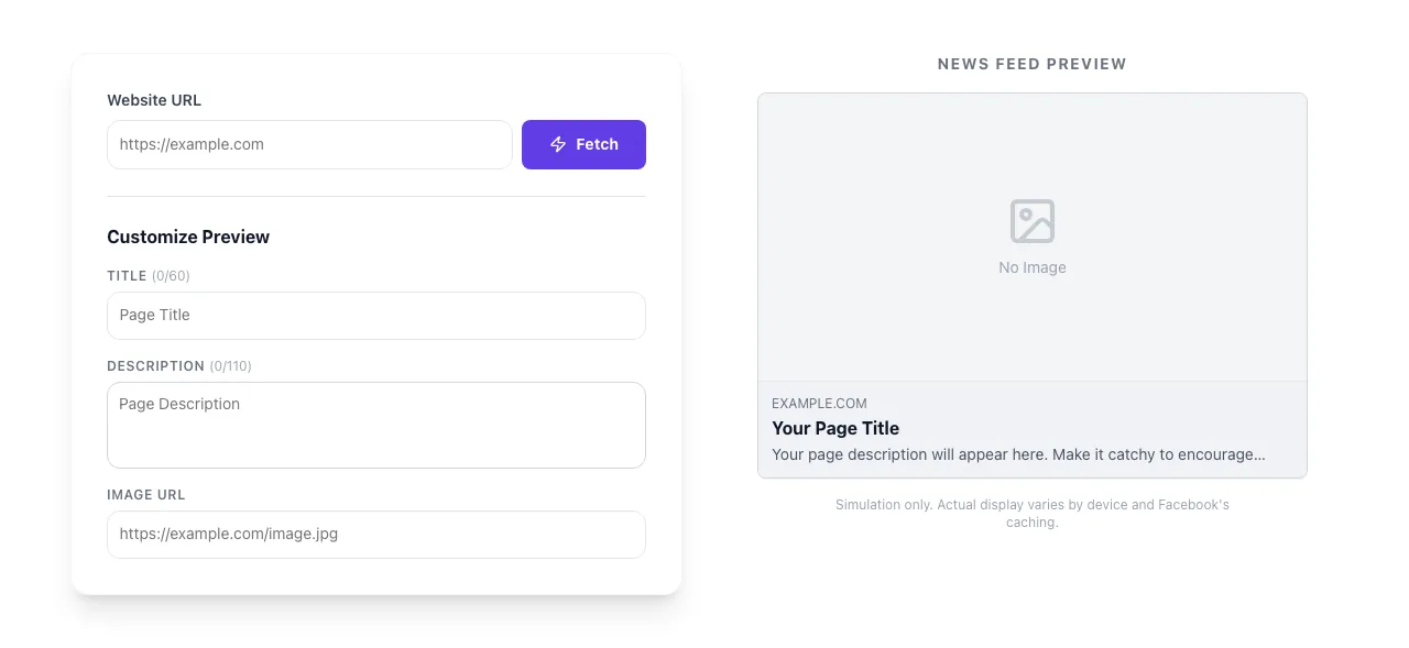 Empty Facebook Share Preview before any input