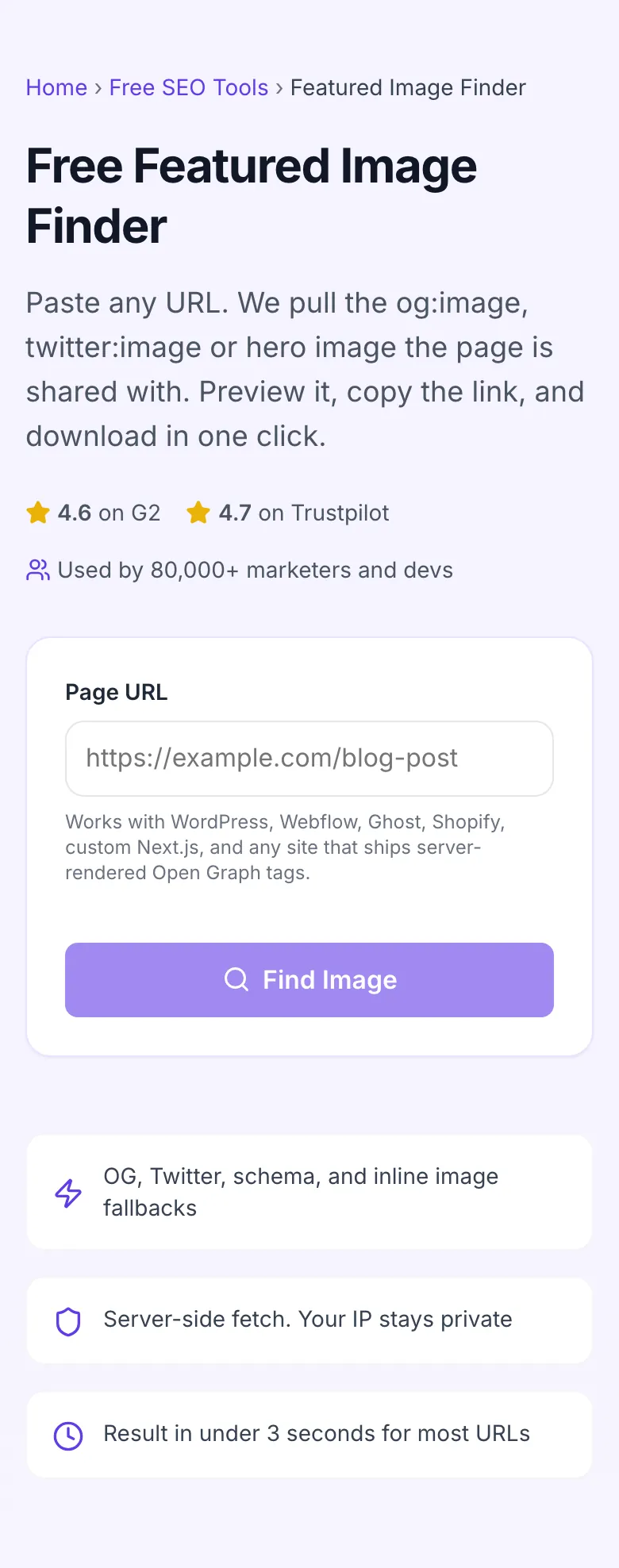 Empty Featured Image Finder before any input