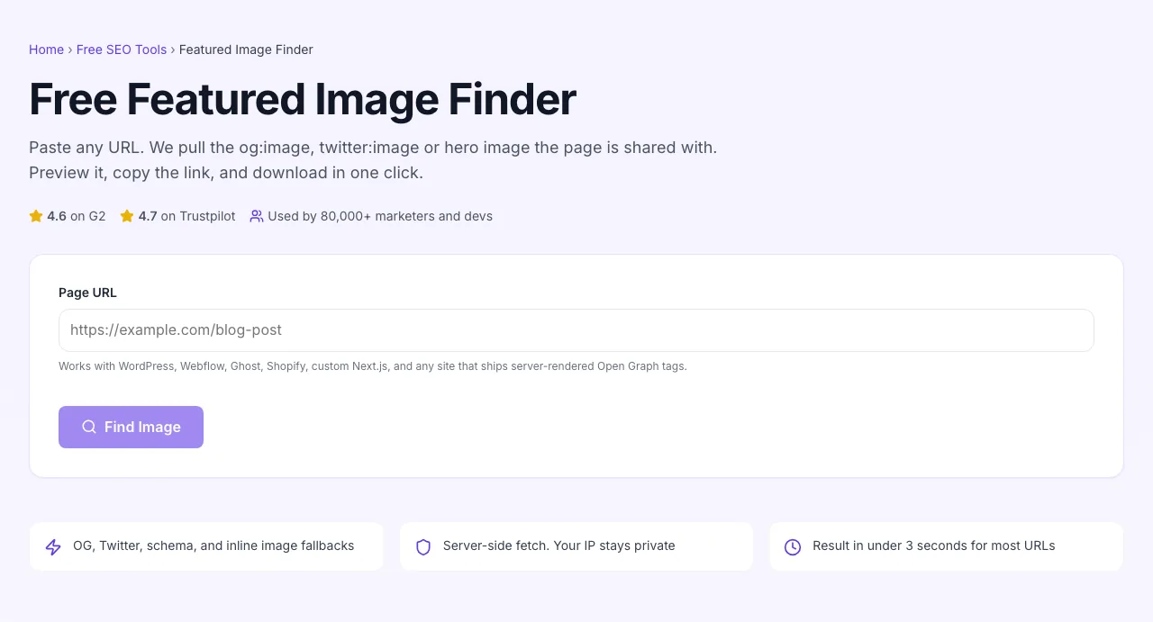 Empty Featured Image Finder before any input