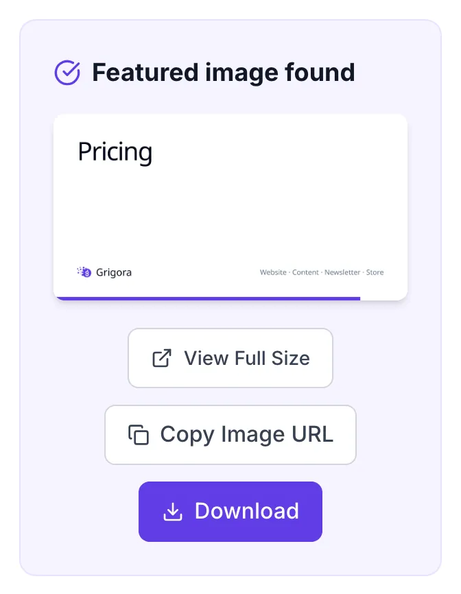 Featured Image Finder showing its result
