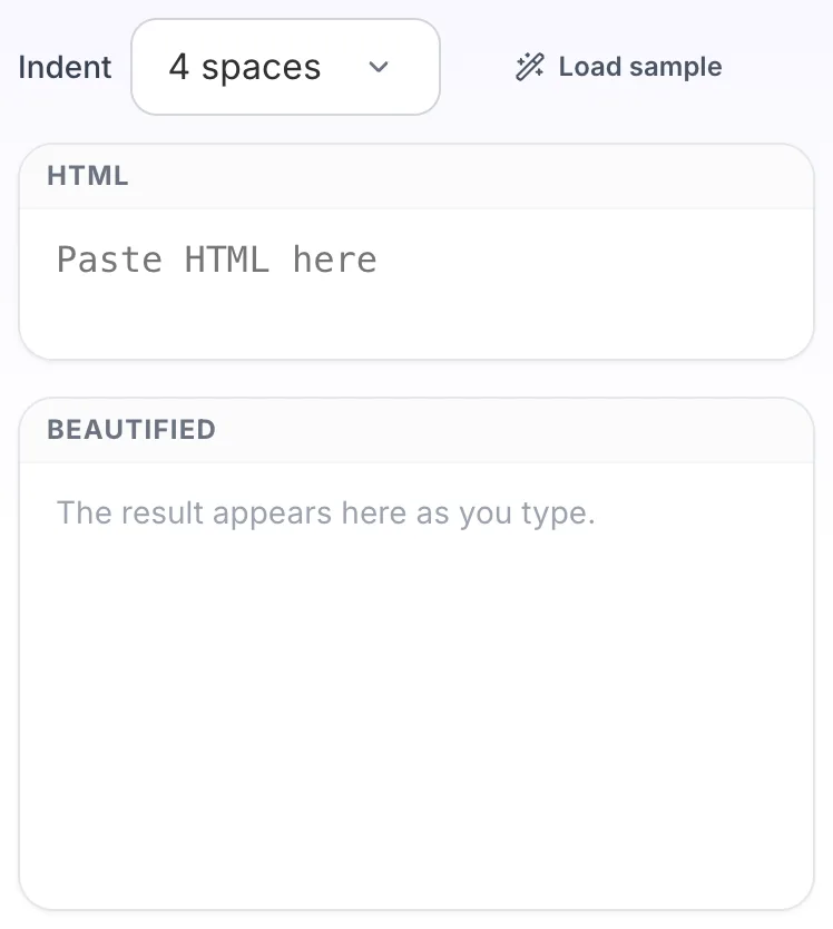 Empty HTML Beautifier before any input