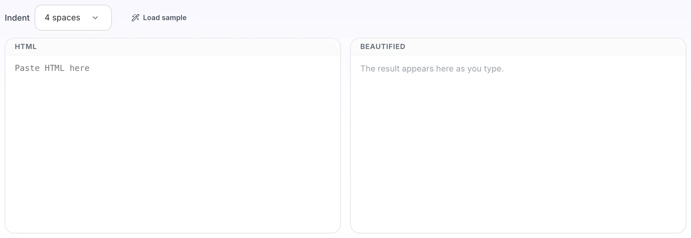 Empty HTML Beautifier before any input