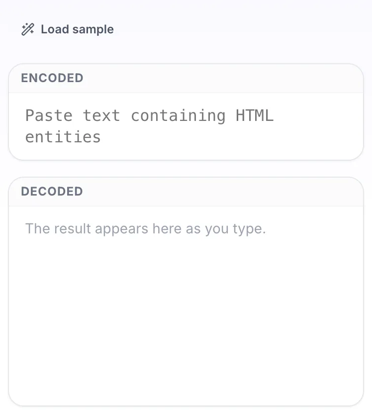 Empty HTML Decoder before any input