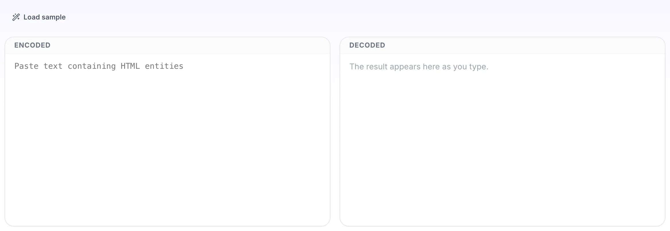 Empty HTML Decoder before any input