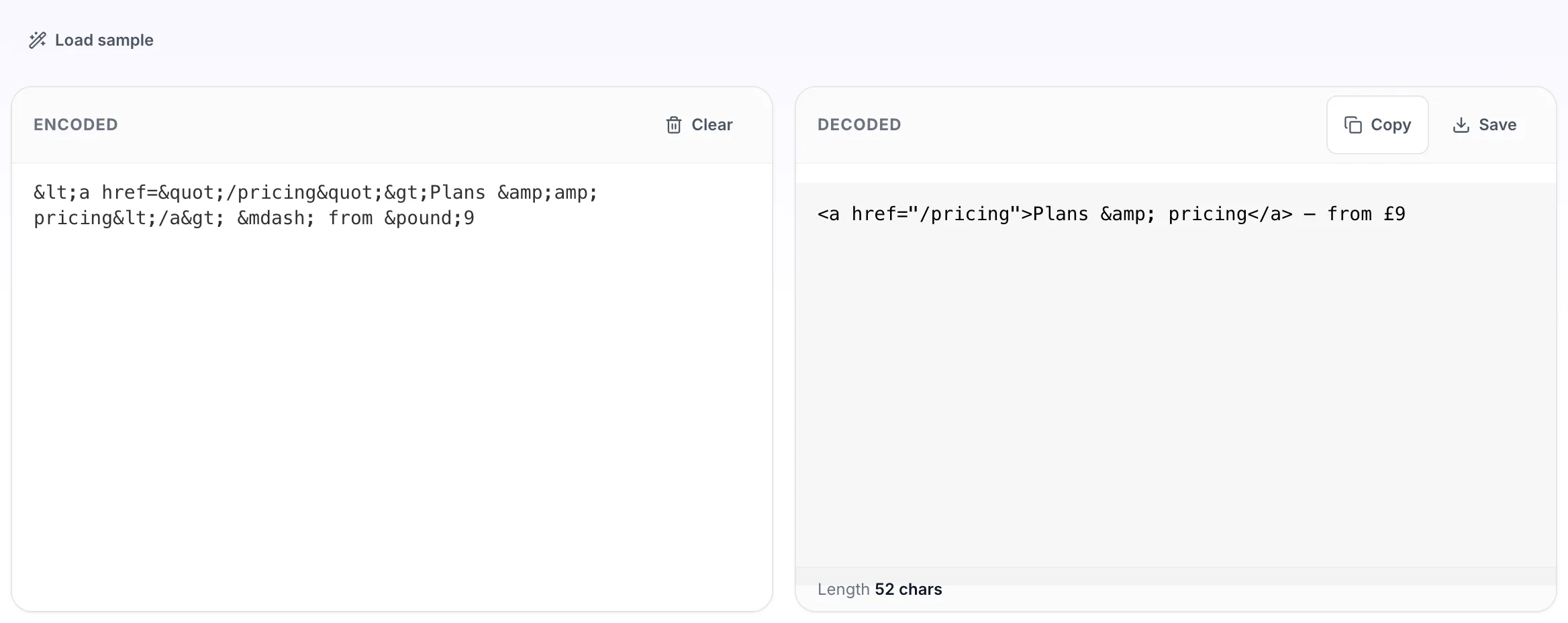 HTML Decoder with input in place