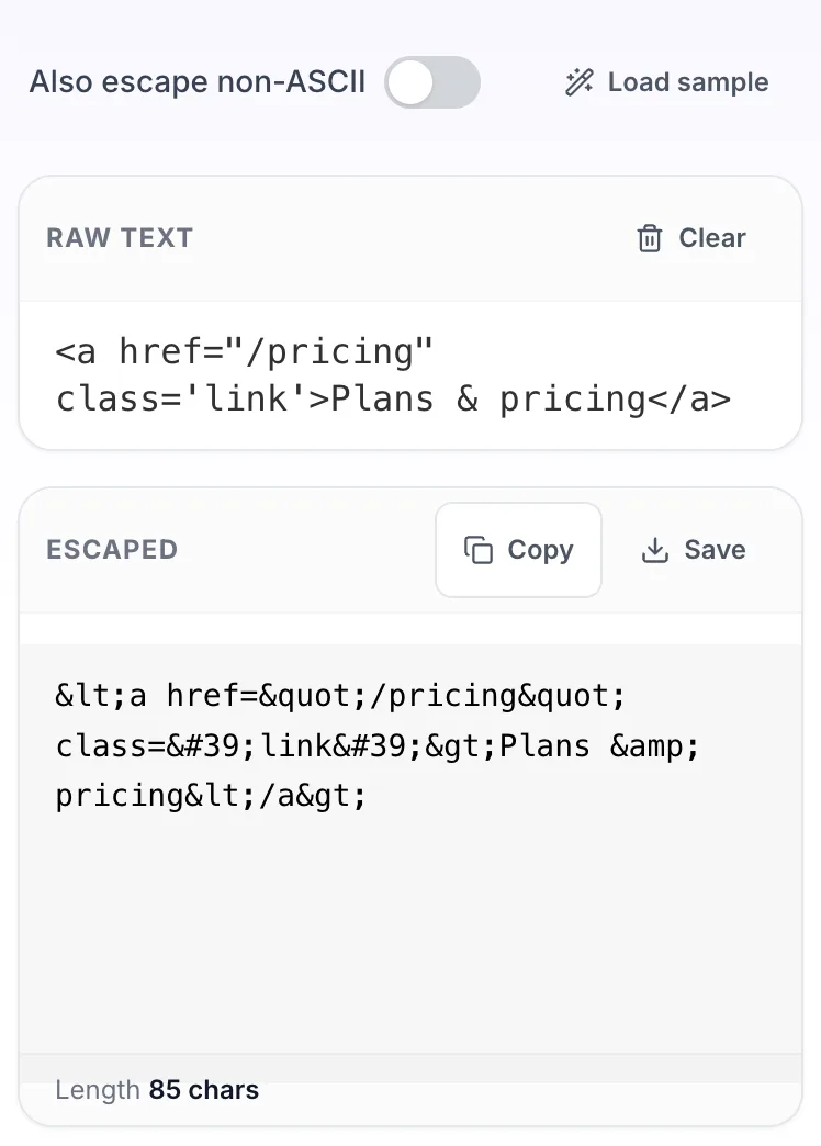 HTML Encoder with input in place