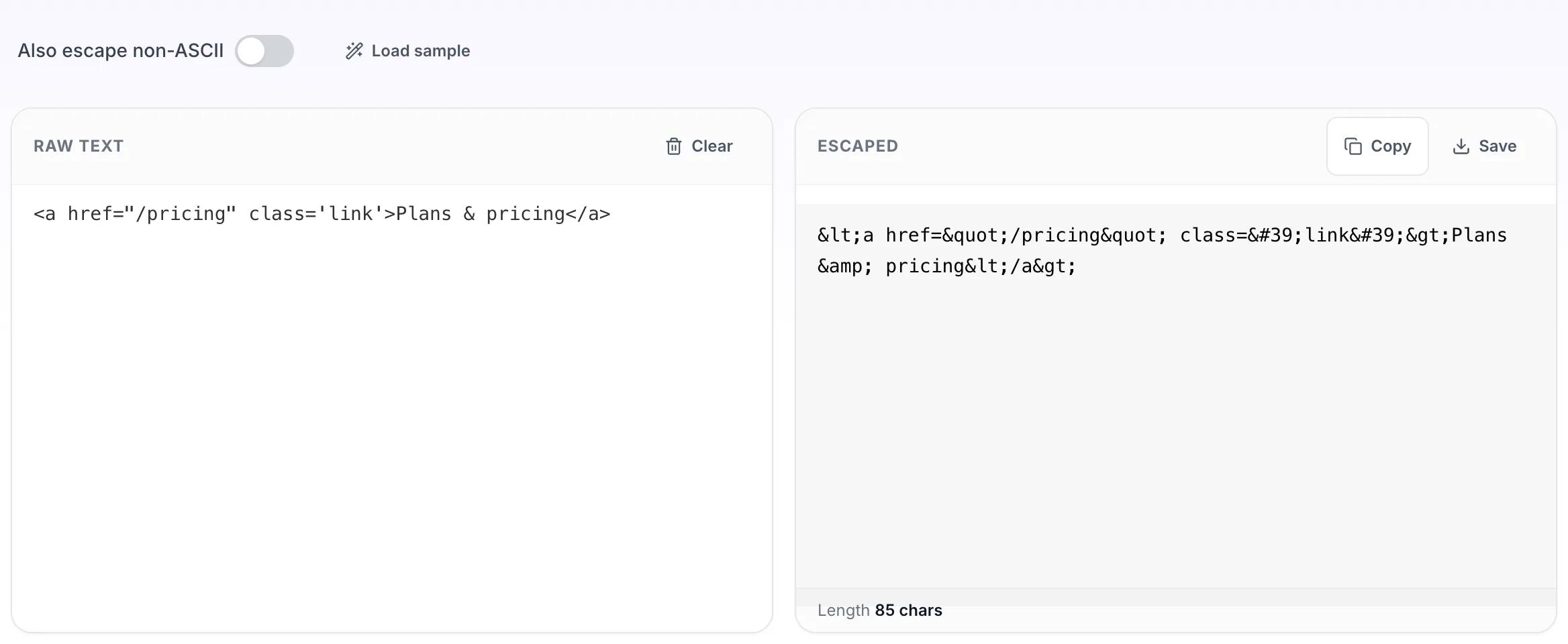 HTML Encoder with input in place