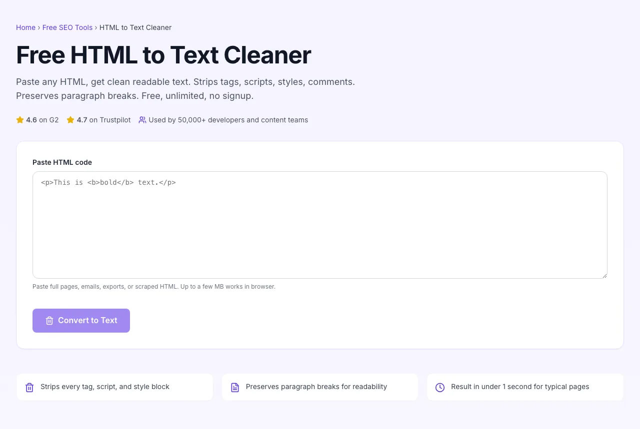 Empty HTML To Text Cleaner before any input