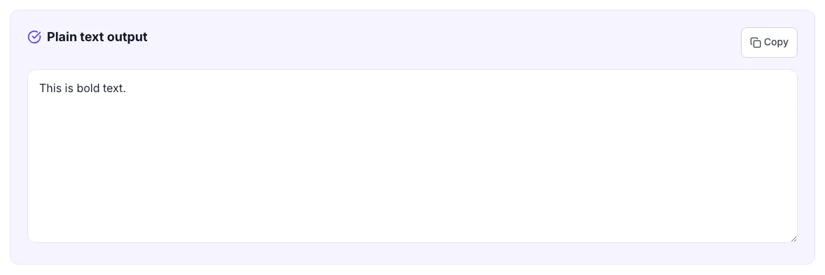 HTML To Text Cleaner showing its result