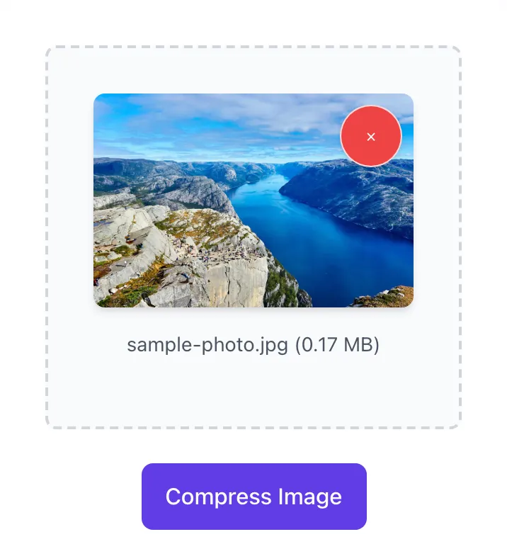 Image Size Compressor with input filled in