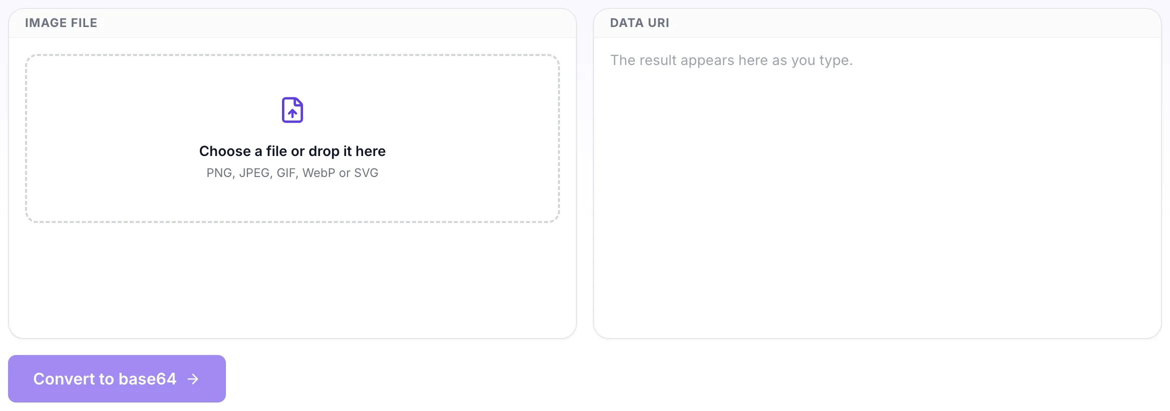 Empty Image to Base64 Converter before any input