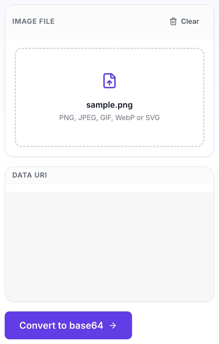 Image to Base64 Converter with input in place