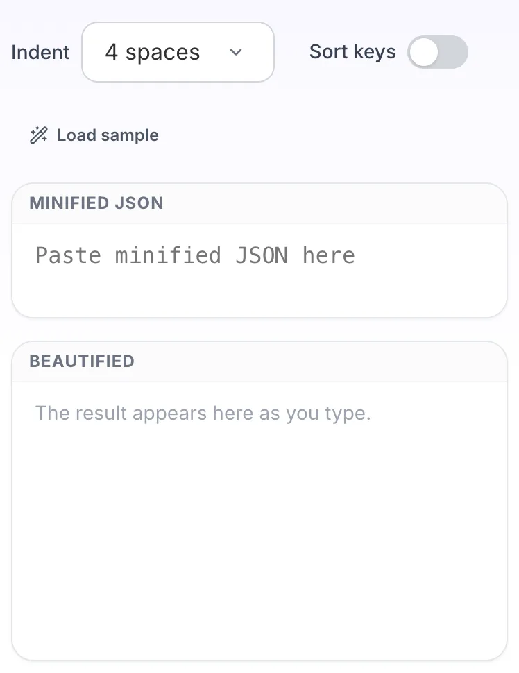 Empty JSON Beautifier before any input
