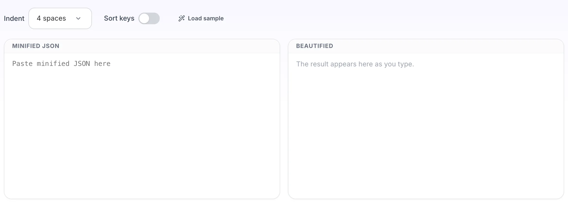 Empty JSON Beautifier before any input