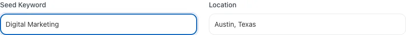 Location Based Keyword Finder with input filled in