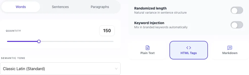 Empty Lorem Ipsum Generator before any input