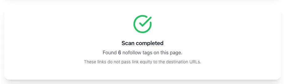 Nofollow Tag Checker showing its result