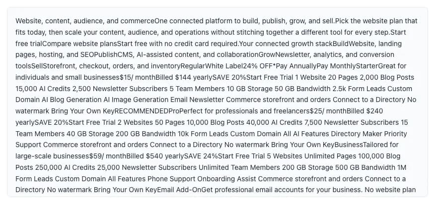 Page Content Extractor showing its result