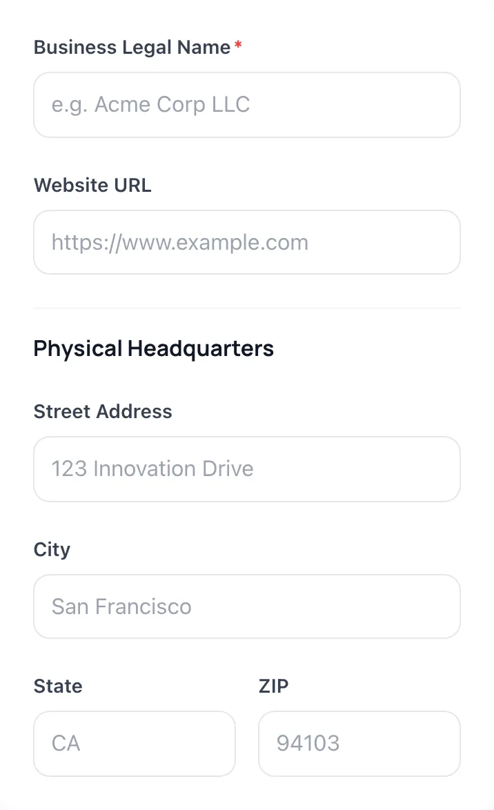 Empty Privacy Policy Generator before any input