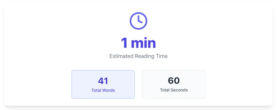 Read Time Calculator showing its result