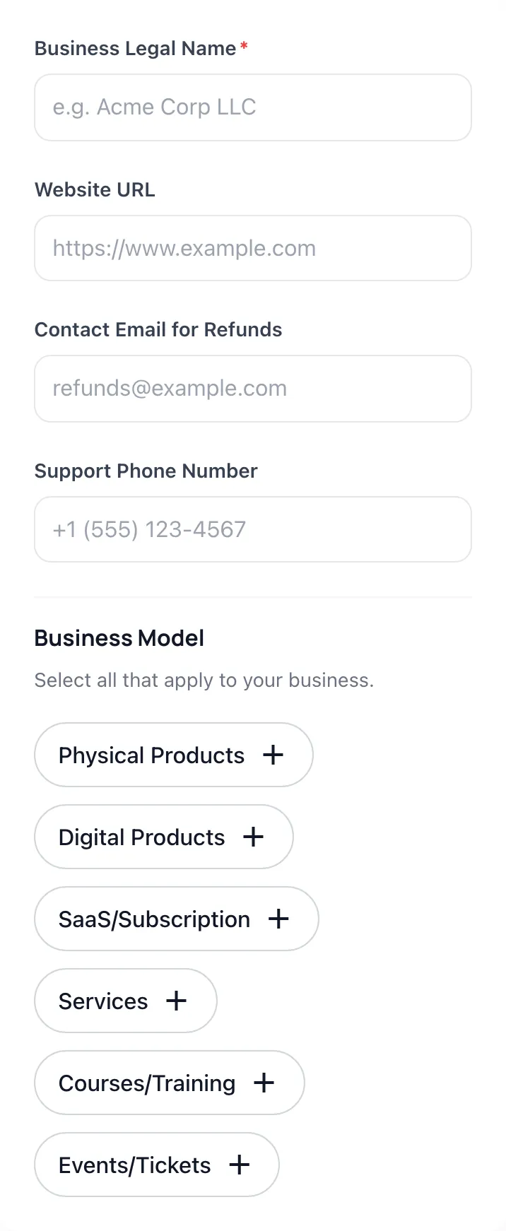 Empty Refund Policy Generator before any input