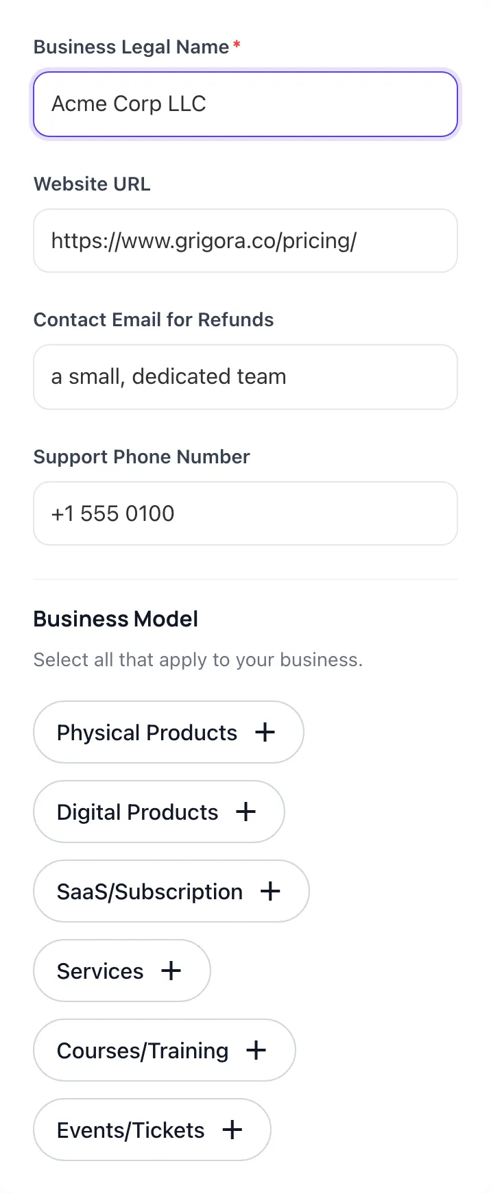 Refund Policy Generator with input filled in