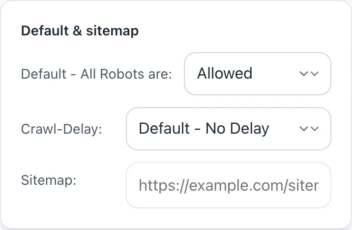 Empty Robots txt Generator before any input