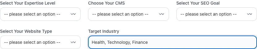 SEO Checklist Generator with input filled in