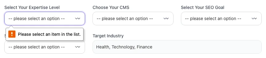 SEO Checklist Generator showing its result