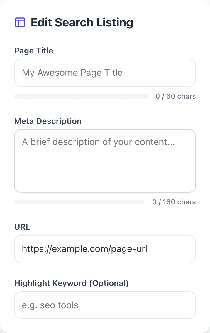 Empty Serp Preview Tool before any input
