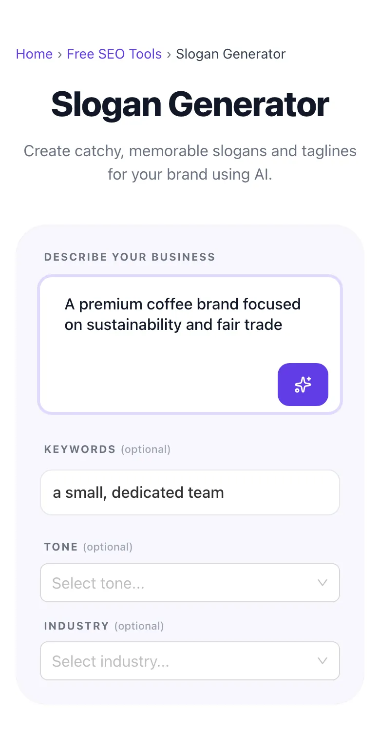 Slogan Generator with input filled in