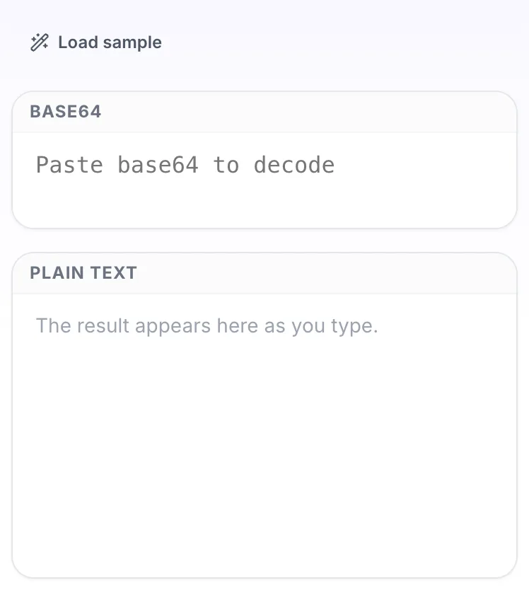Empty Base64 to Text Decoder before any input