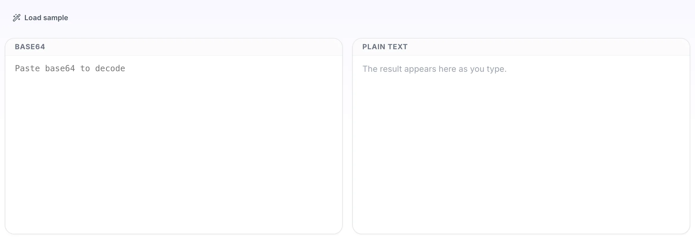 Empty Base64 to Text Decoder before any input